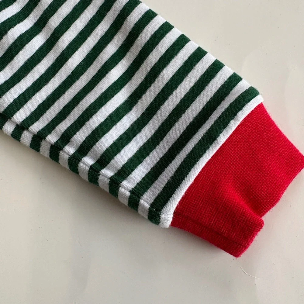 Abby &‎ Evie Infant Boys 6M Striped Red Green Christmas Tree Romper Applique